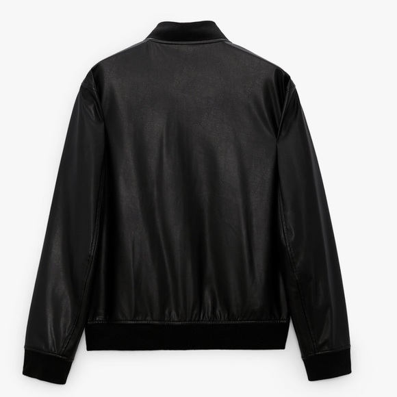 ZARA FAUX LEATHER BOMBER JACKET Long sleeve jacket with a ribbed collar. - Picture 2 of 10
